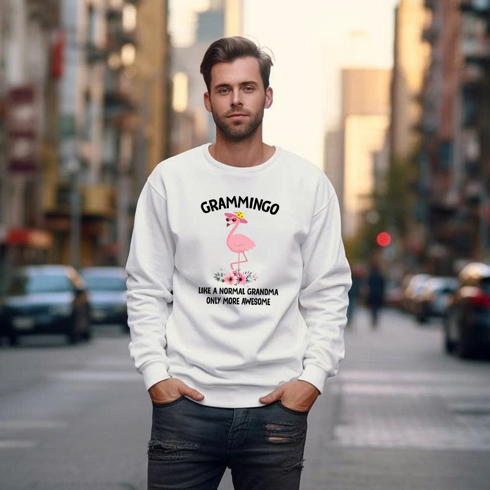 Grammingo Like Normal Grandma Only More Awesome Sweatshirt Flamingo Woman Fun Tees Gifts For Grandma